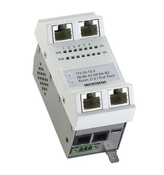 FTTO MicroSwitch 6-port 2SFP 44-57V PoE+ 4x10/100/1000T, 2x100/1000X SFPSlot Vert